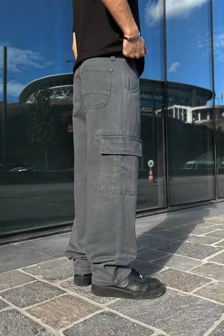 Kargo Cep Füme Baggy Pantolon