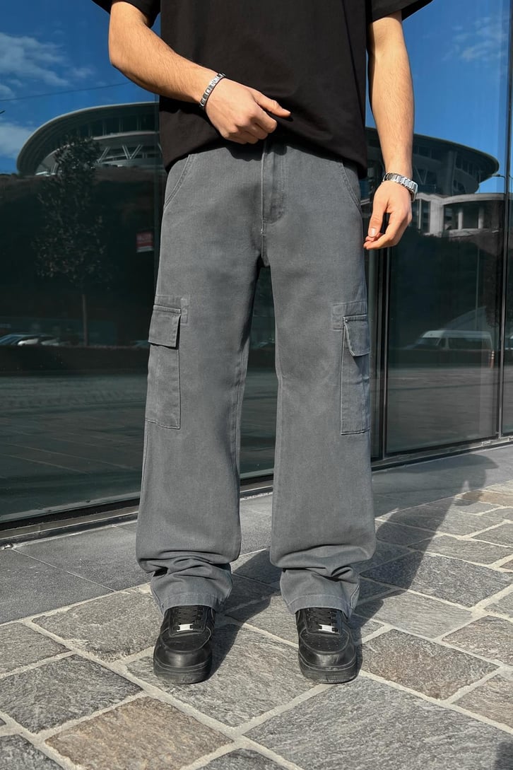 Kargo Cep Füme Baggy Pantolon