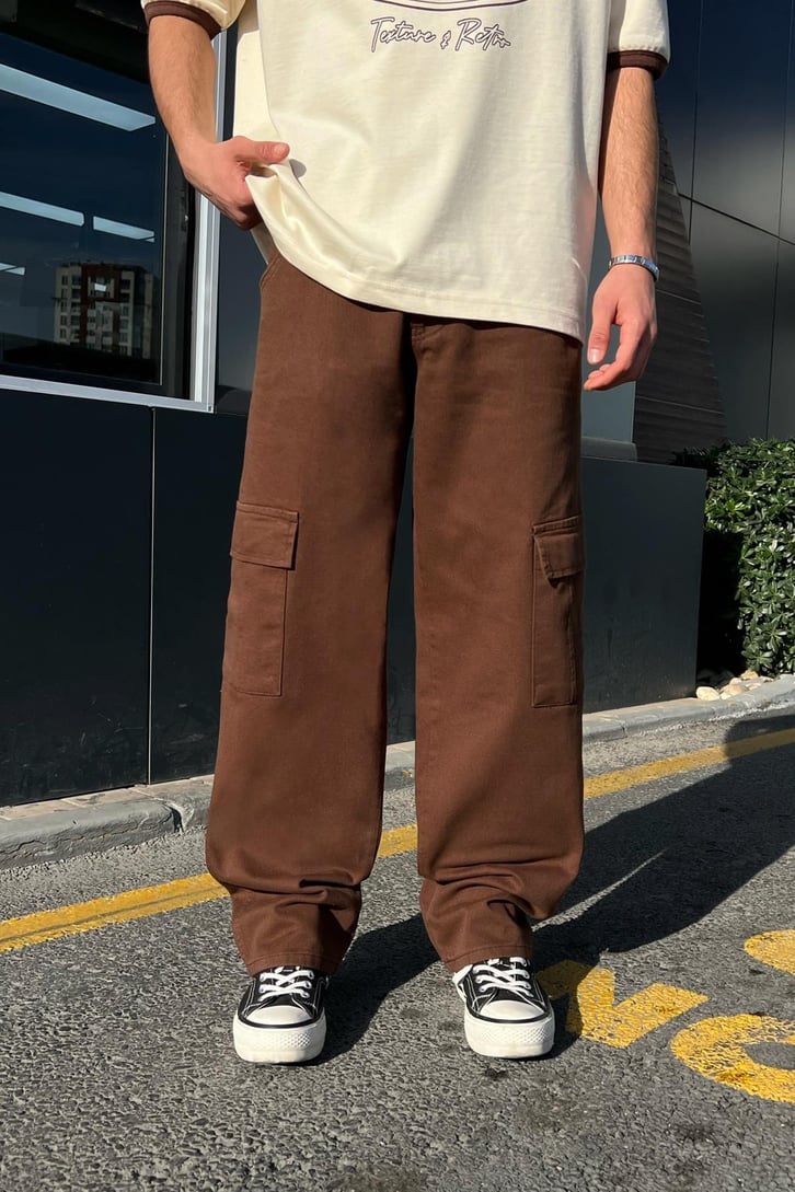 Kargo Cep Kahverengi Baggy Pantolon