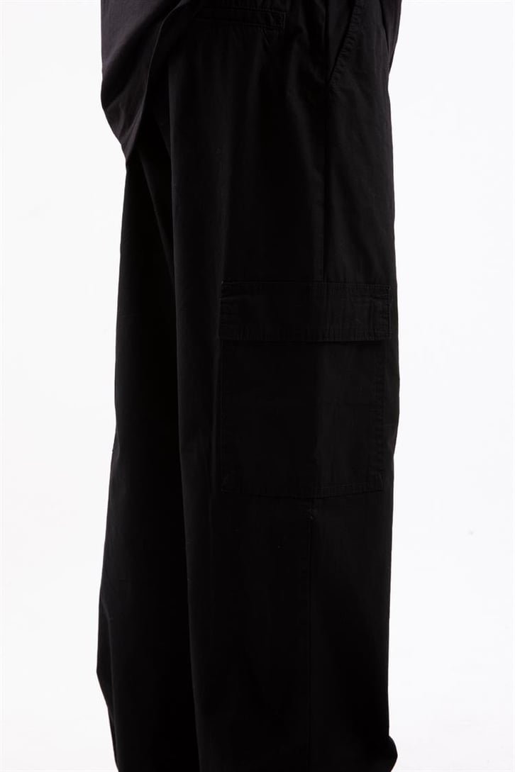 Kargo Cep Paça Lastikli Siyah Baggy Pantolon