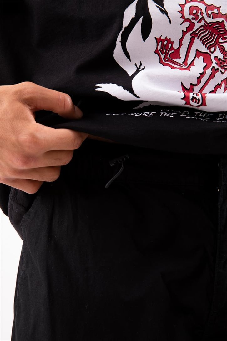 Kargo Cep Paça Lastikli Siyah Baggy Pantolon
