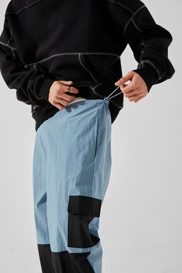 Kargo Cep Siyah Paraşüt Pantolon
