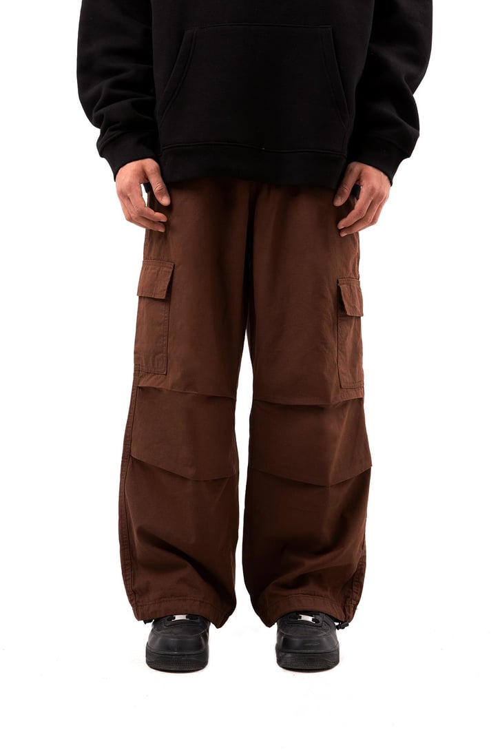 Kargo Cep Stoperli Kahverengi Baggy Jean