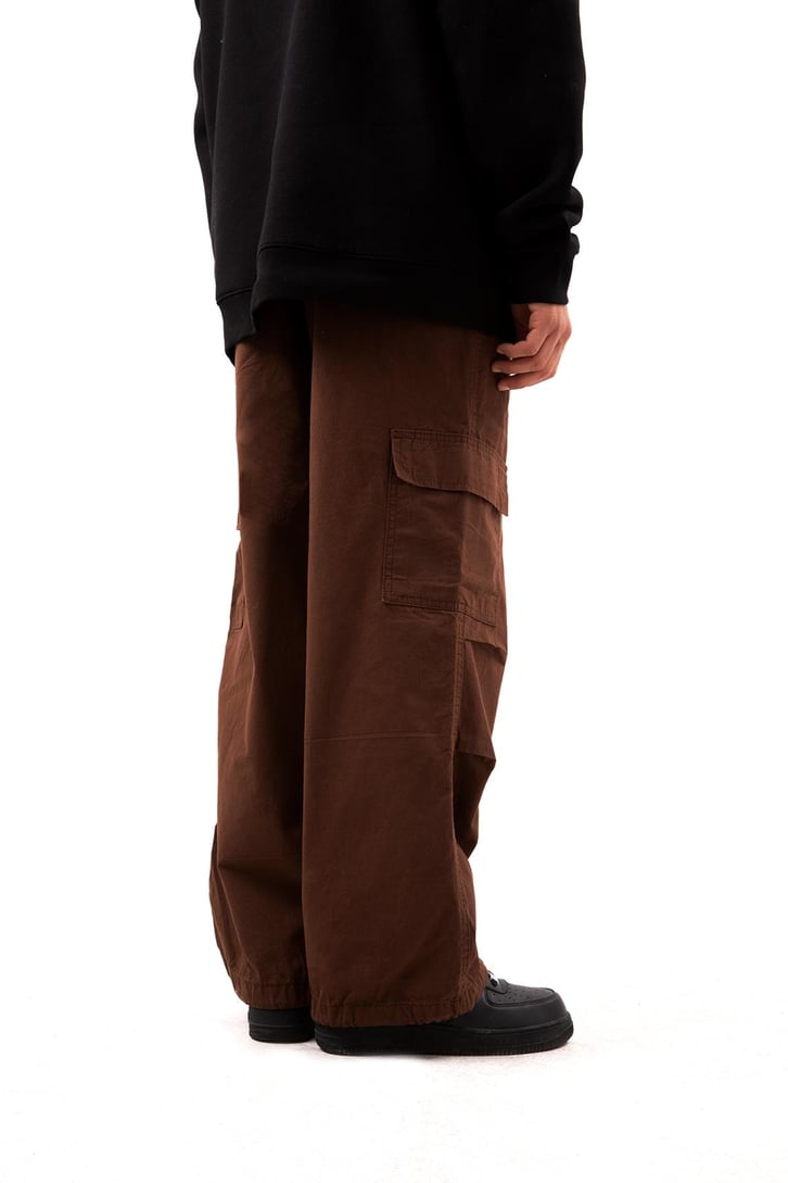 Kargo Cep Stoperli Kahverengi Baggy Jean