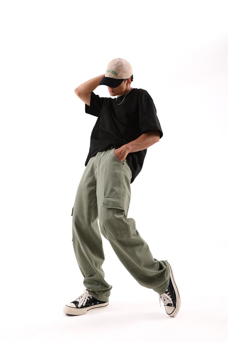 Kargo Cep Yeşil Baggy Jean