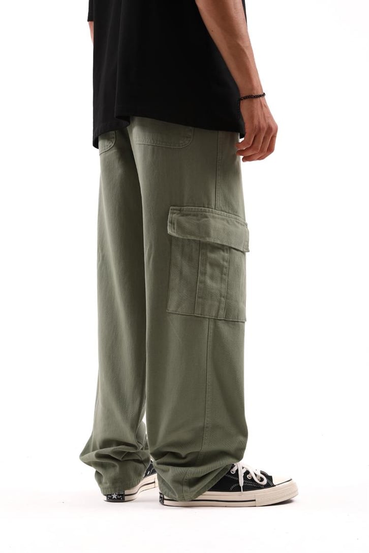 Kargo Cep Yeşil Baggy Jean