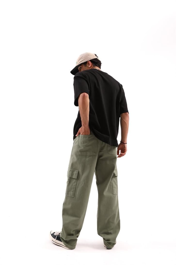 Kargo Cep Yeşil Baggy Jean