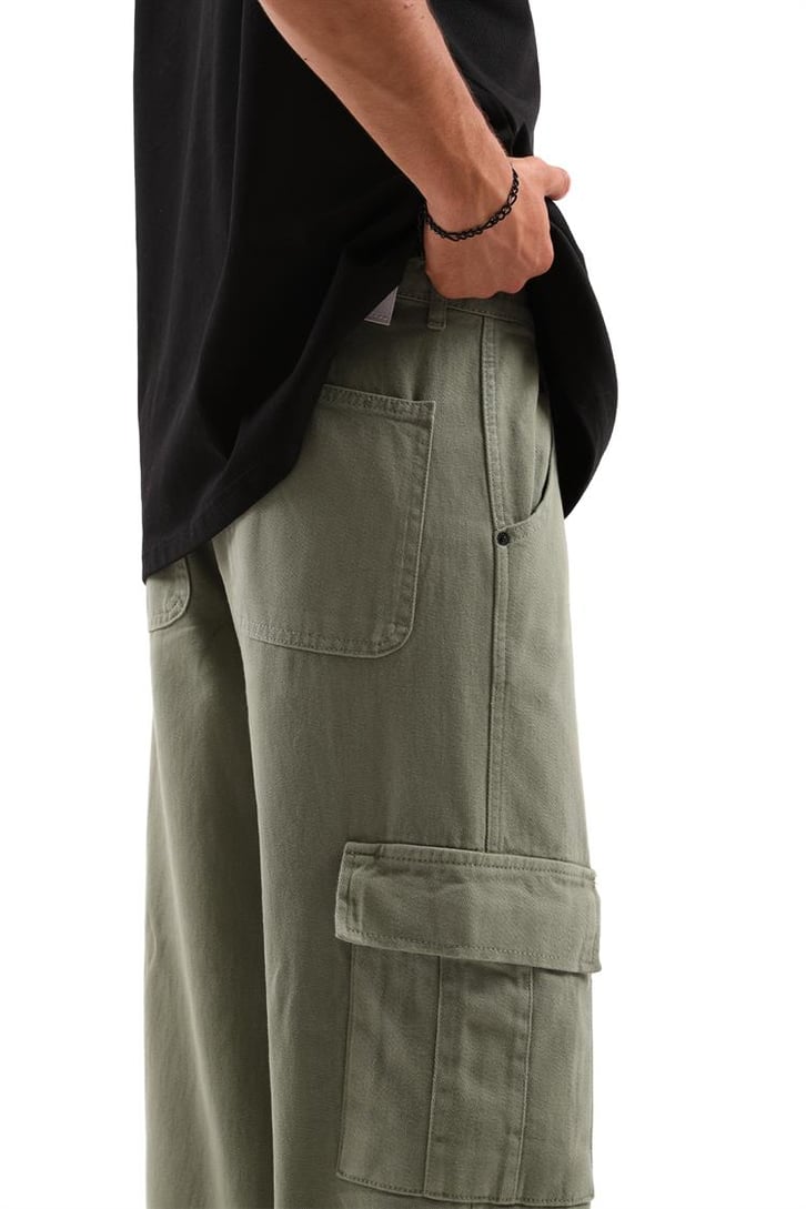 Kargo Cep Yeşil Baggy Jean