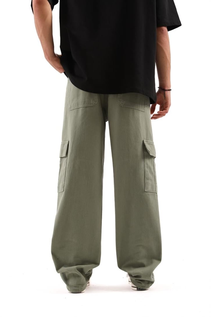 Kargo Cep Yeşil Baggy Jean