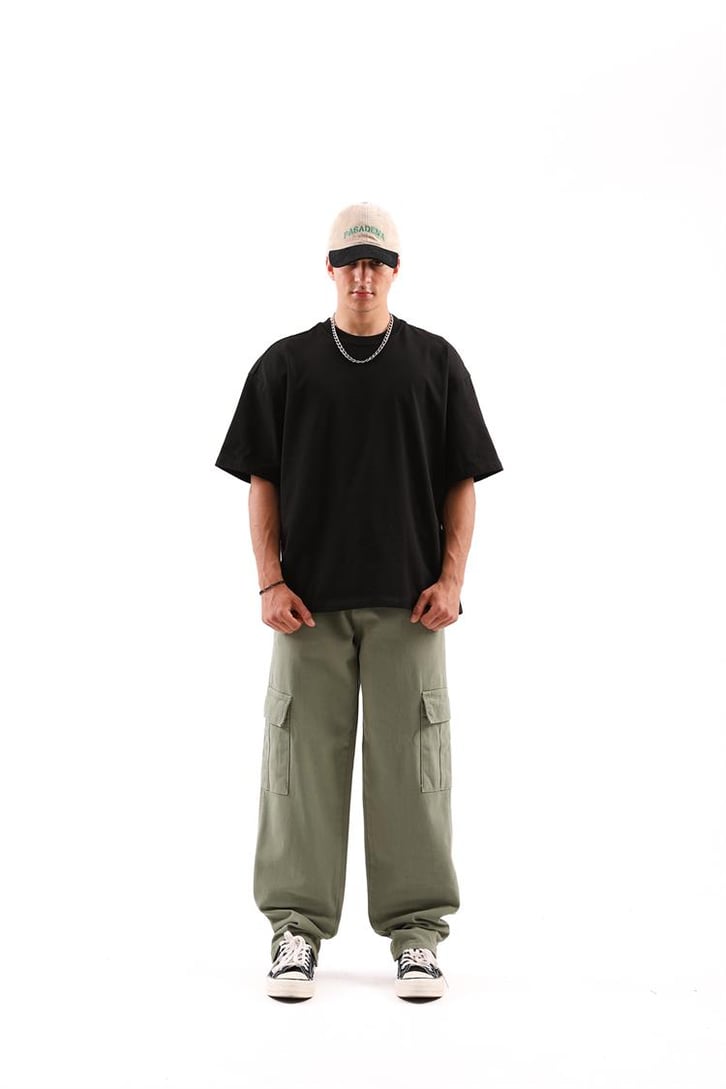 Kargo Cep Yeşil Baggy Jean