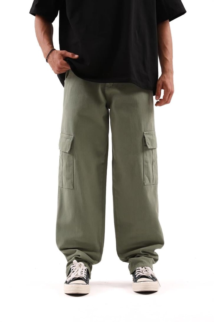 Kargo Cep Yeşil Baggy Jean