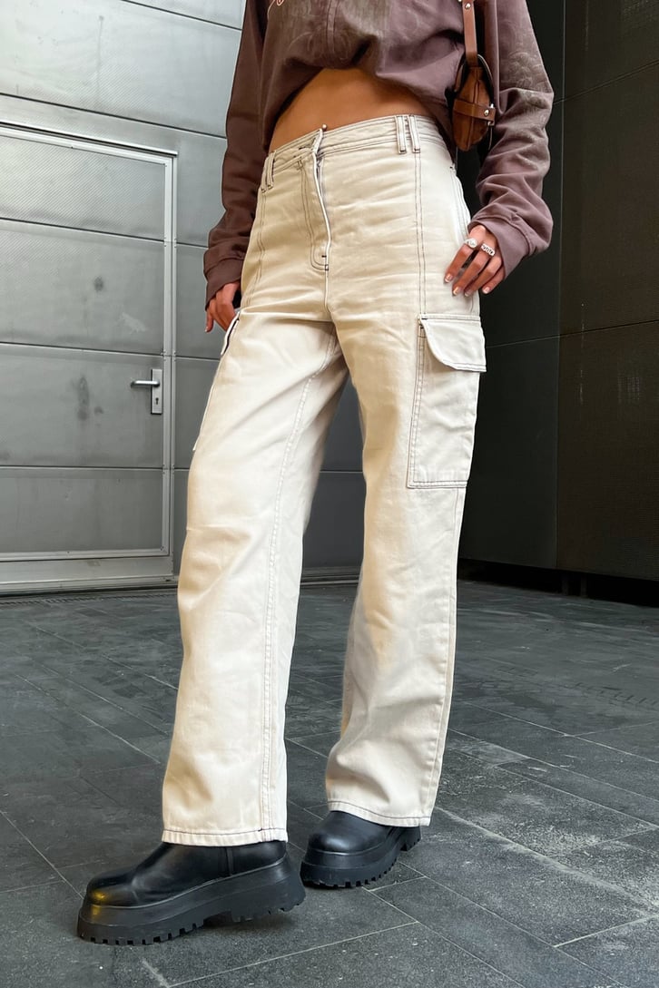 Kargo Cepli Bej Baggy Jean