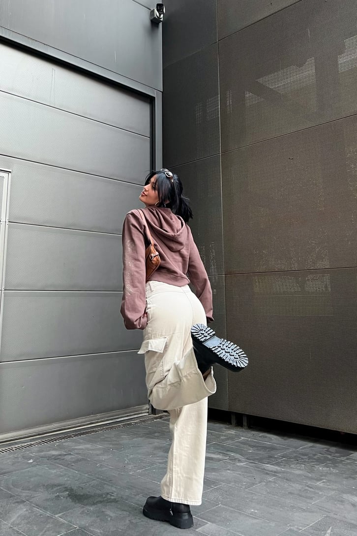 Kargo Cepli Bej Baggy Jean