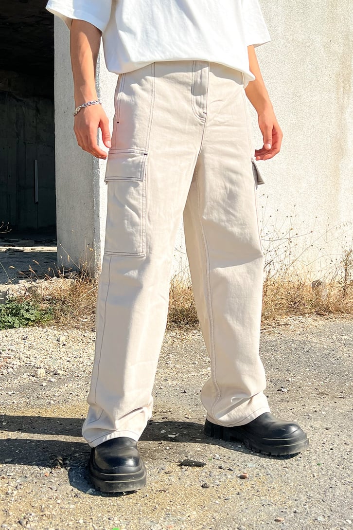 Kargo Cepli Bej Baggy Jean