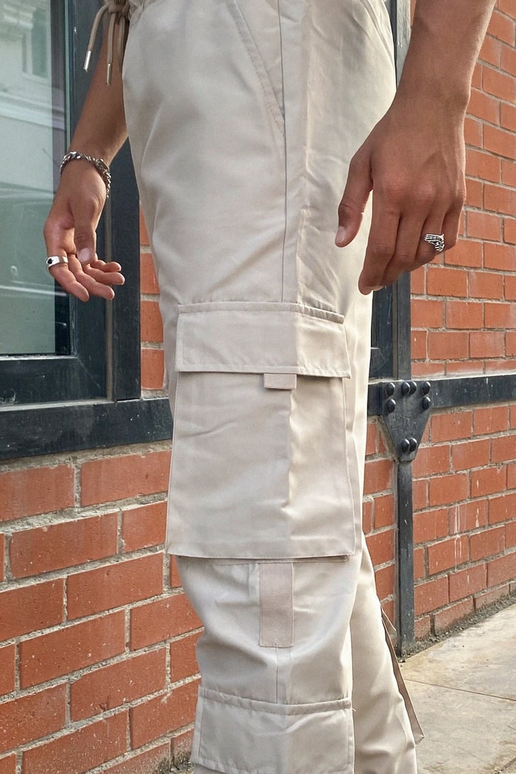Kargo Cepli Bej Jogger Pantolon