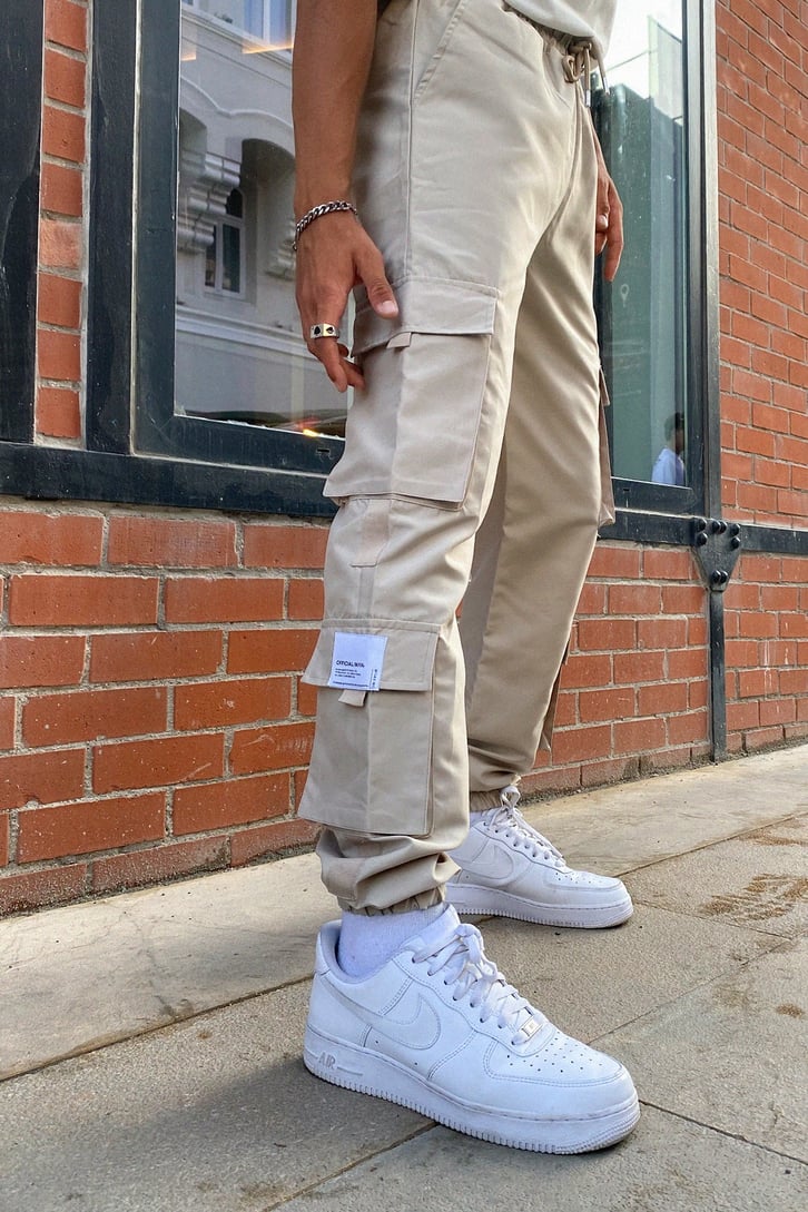 Kargo Cepli Bej Jogger Pantolon