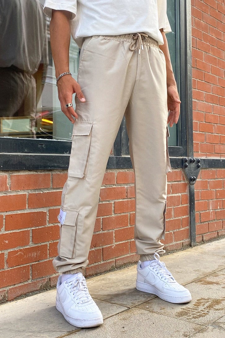 Kargo Cepli Bej Jogger Pantolon