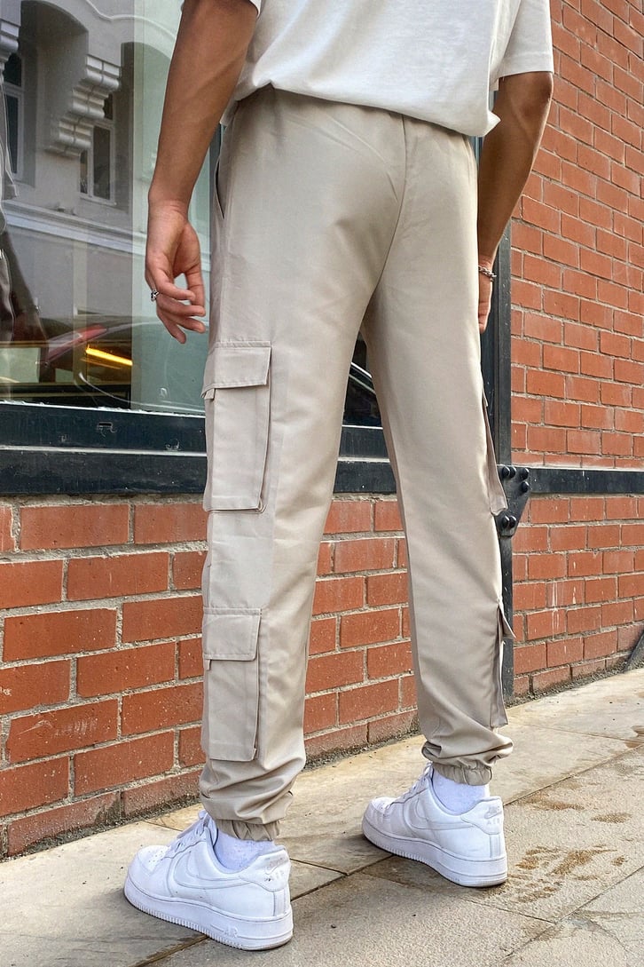 Kargo Cepli Bej Jogger Pantolon