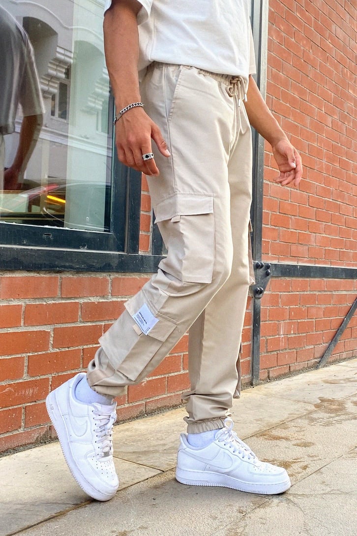Kargo Cepli Bej Jogger Pantolon
