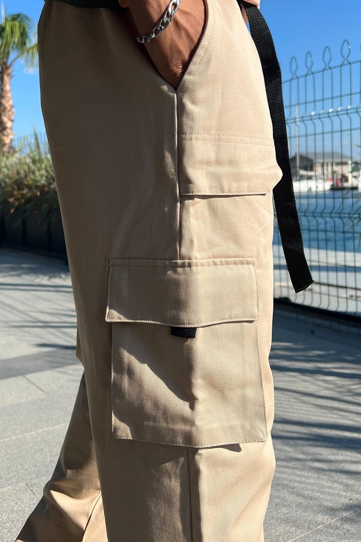 Kargo Cepli Bej Pantolon