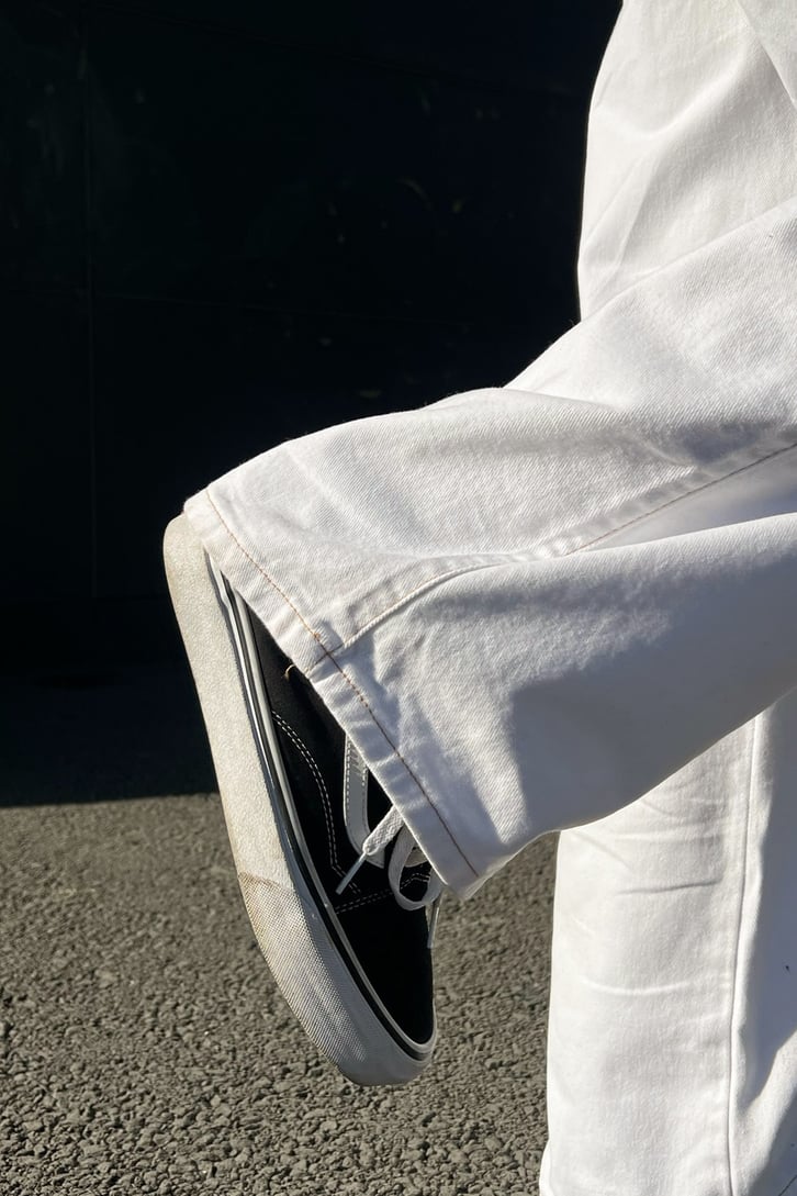 Kargo Cepli Beyaz Baggy Jean