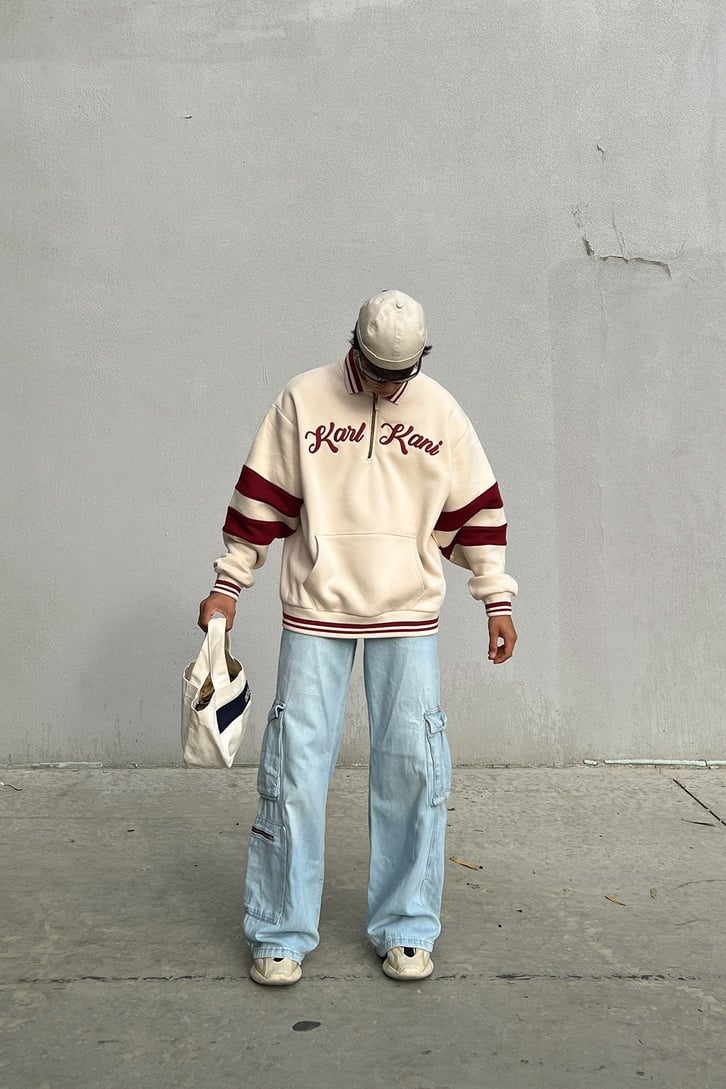 Kargo Cepli Buz Mavi Baggy Jean