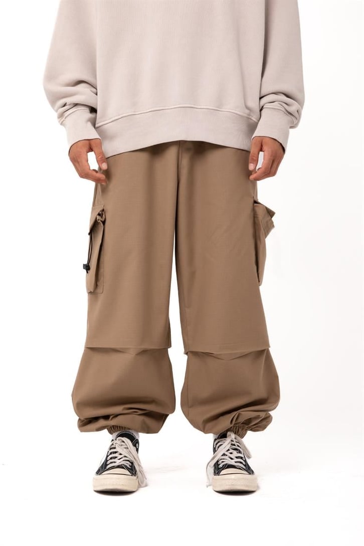 Kargo Cepli Camel Paraşüt Kumaş Pantolon