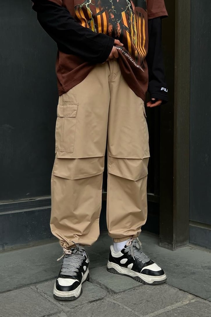Kargo Cepli Camel Paraşüt Pantolon