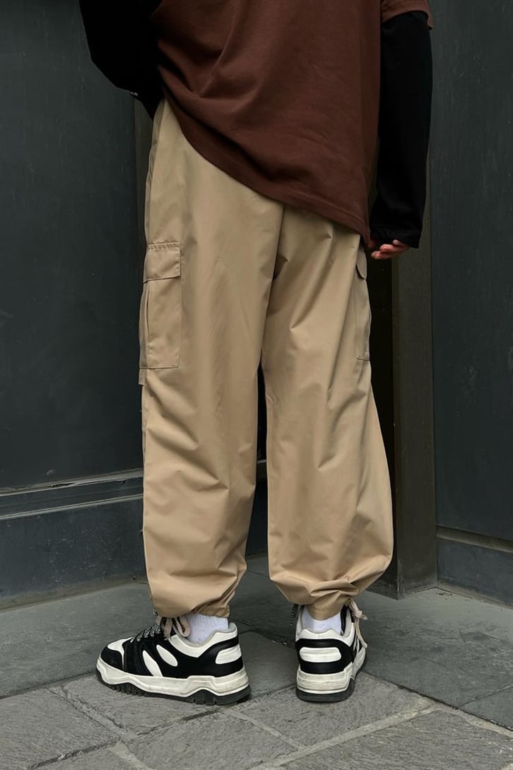 Kargo Cepli Camel Paraşüt Pantolon