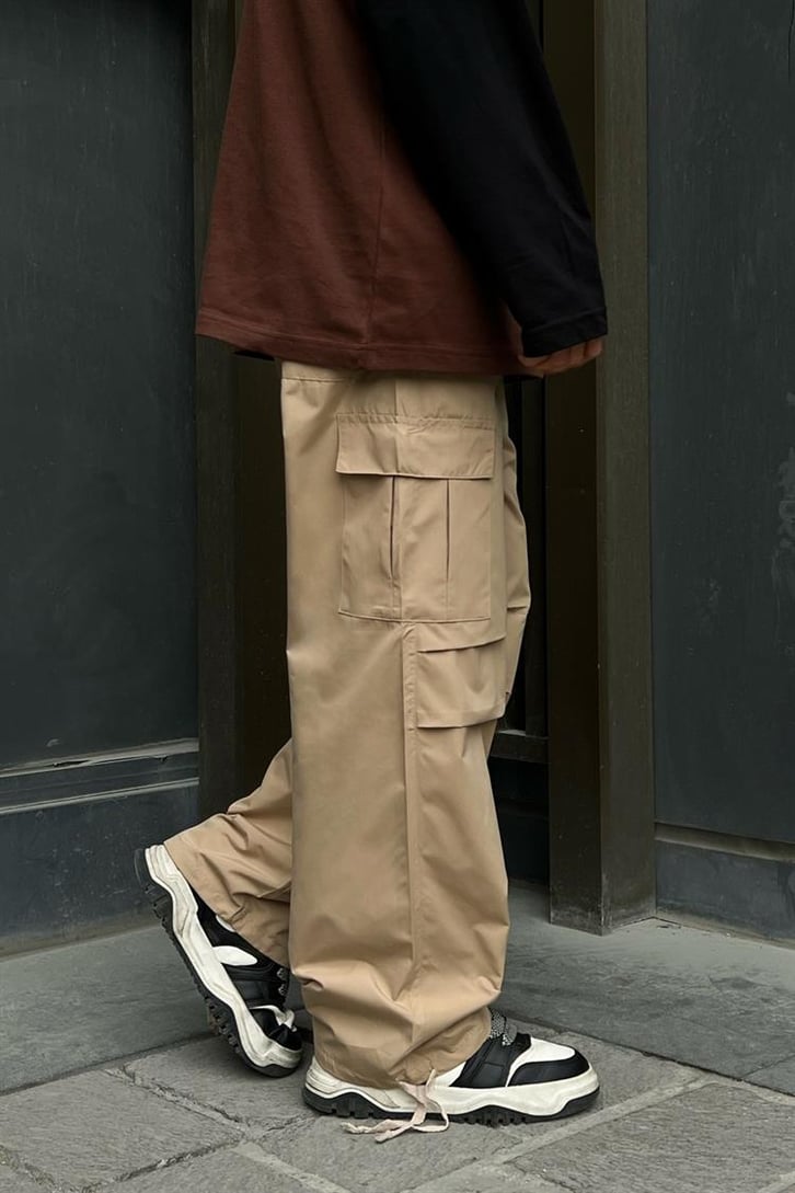 Kargo Cepli Camel Paraşüt Pantolon