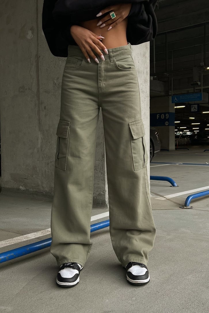 Kargo Cepli Kahverengi Baggy Jean