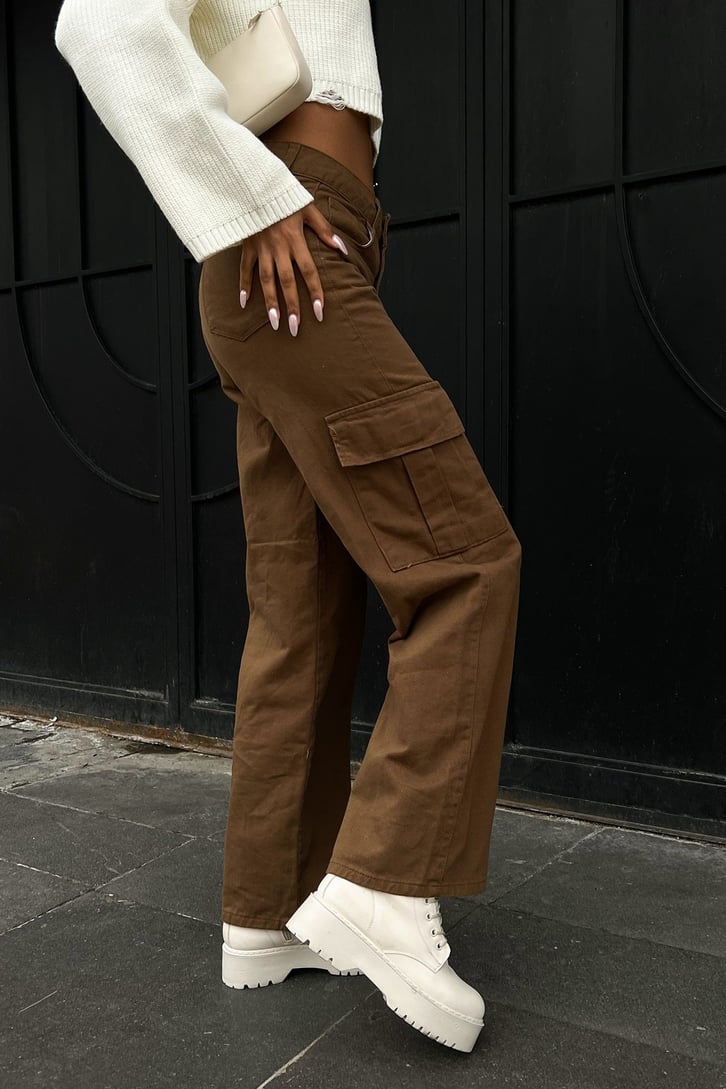 Kargo Cepli Kahverengi Baggy Jean