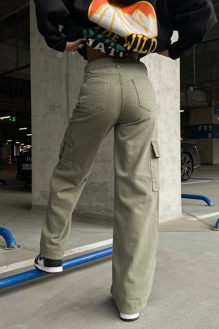 Kargo Cepli Kahverengi Baggy Jean