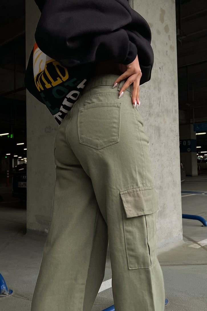 Kargo Cepli Kahverengi Baggy Jean
