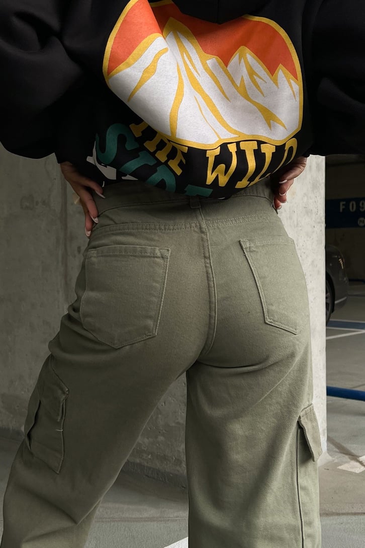 Kargo Cepli Kahverengi Baggy Jean