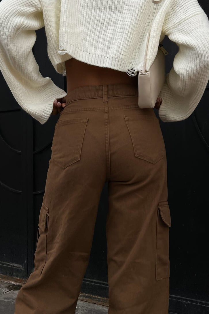 Kargo Cepli Kahverengi Baggy Jean