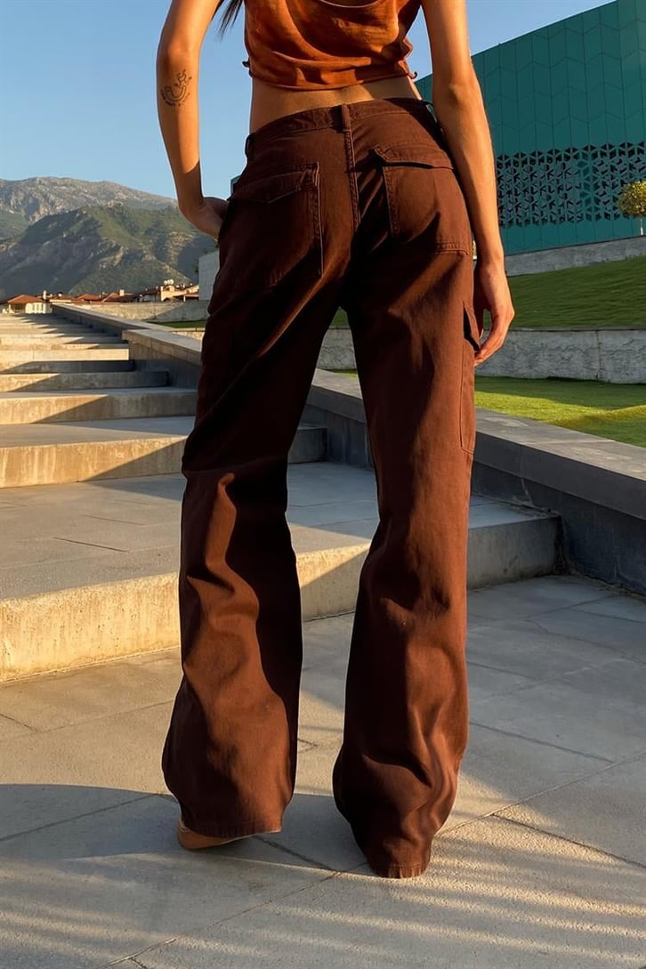 Kargo Cepli Kahverengi Baggy Pantolon