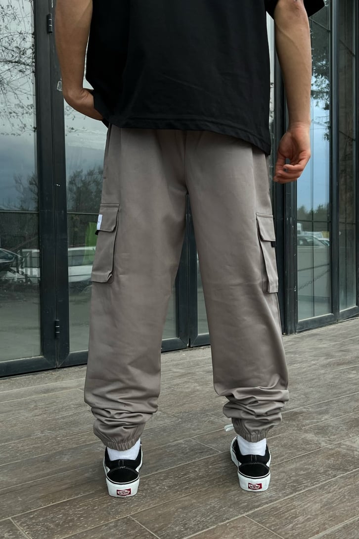 Kargo Cepli Kemer Detay Gri Jogger Pantolon