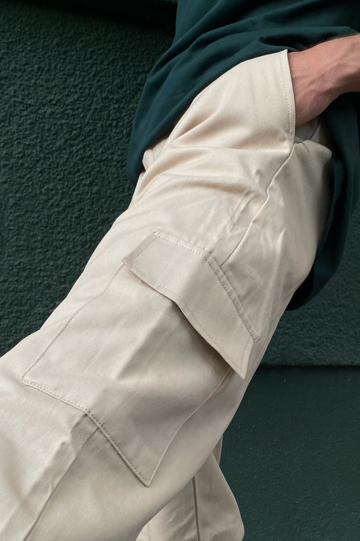 Kargo Cepli Krem Jogger Pantolon