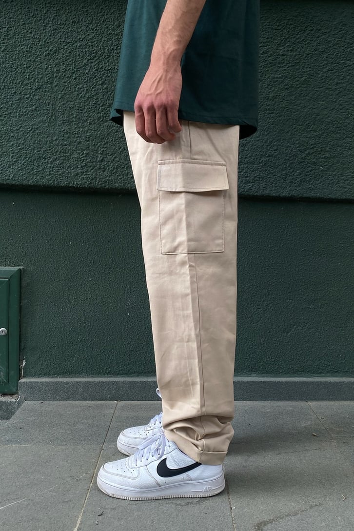 Kargo Cepli Krem Jogger Pantolon