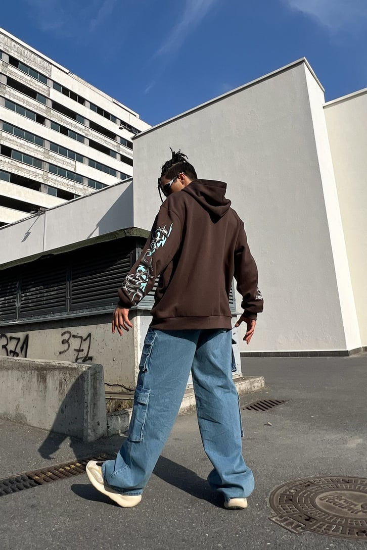 Kargo Cepli Mavi Baggy Jean