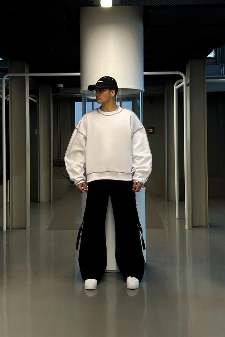 Kargo Cepli Siyah Baggy Jean