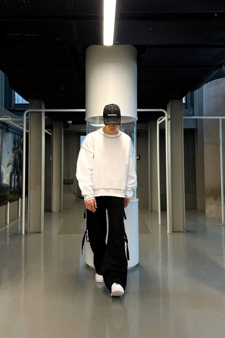 Kargo Cepli Siyah Baggy Jean