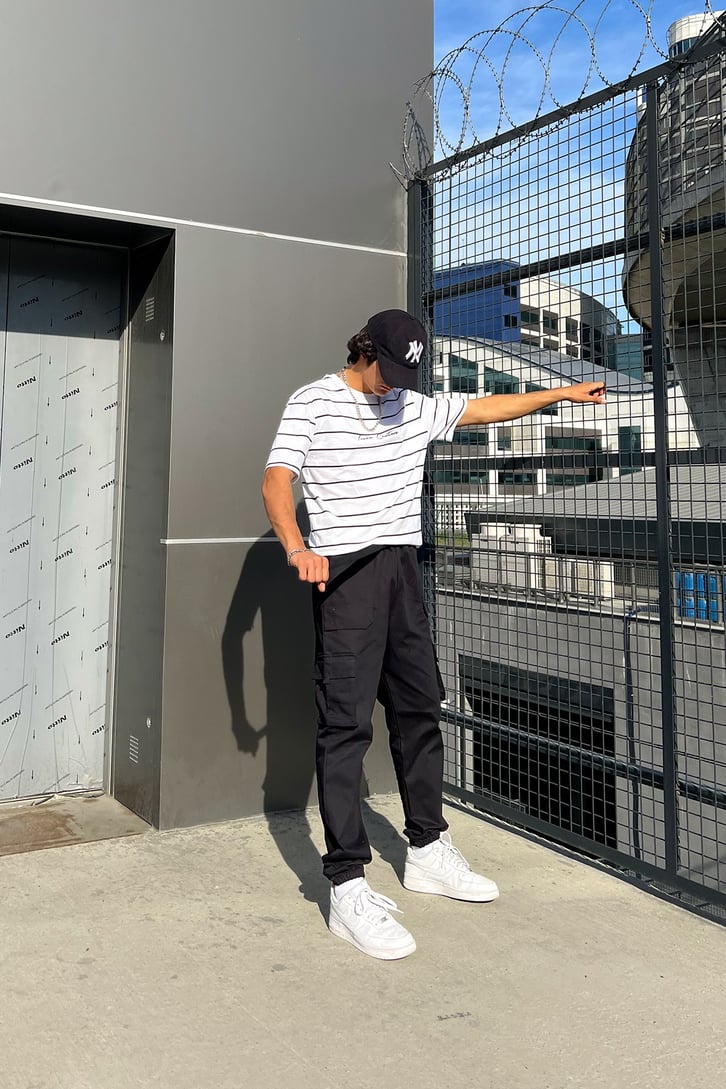 Kargo Cepli Siyah Jogger Pantolon