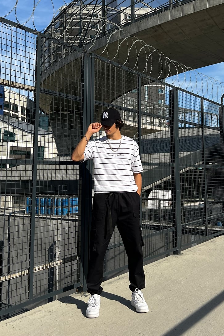 Kargo Cepli Siyah Jogger Pantolon