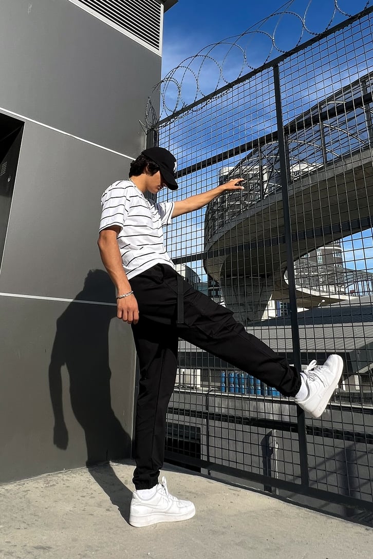 Kargo Cepli Siyah Jogger Pantolon