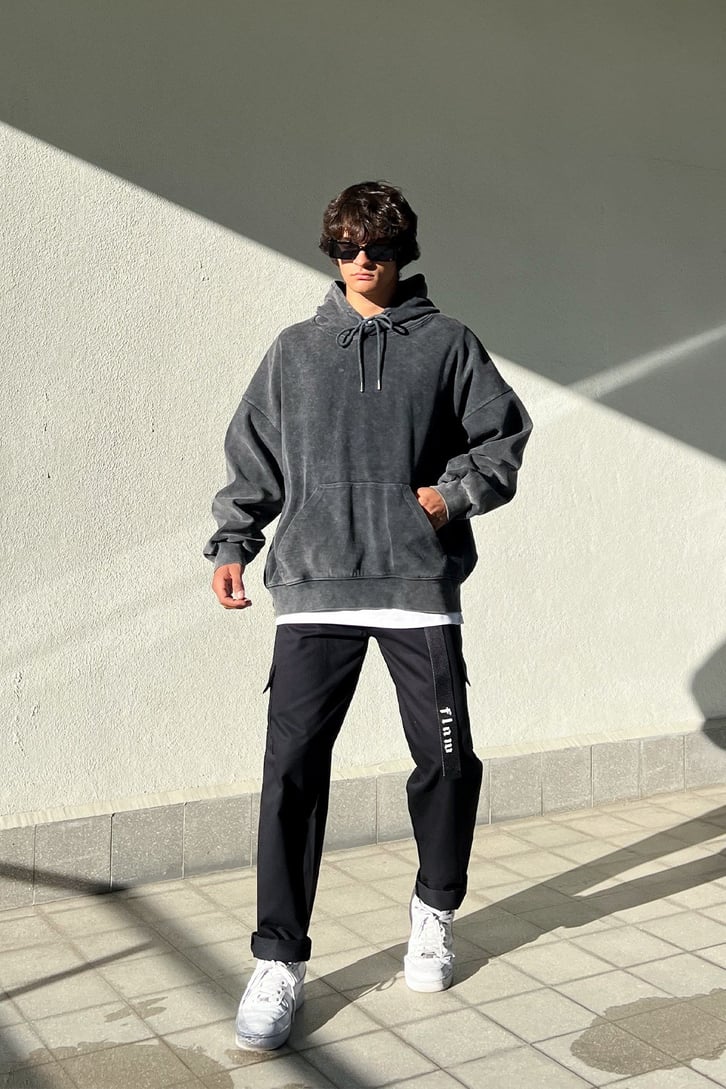 Kargo Cepli Siyah Pantolon