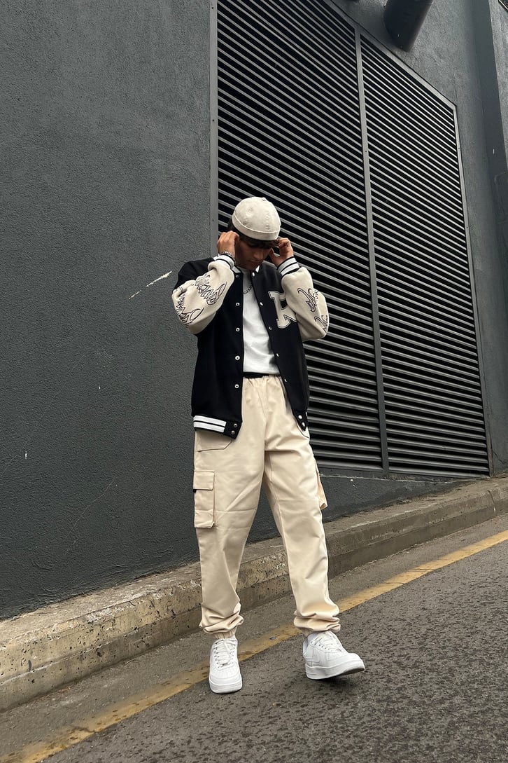 Kargo Cepli Taş Rengi Jogger Pantolon