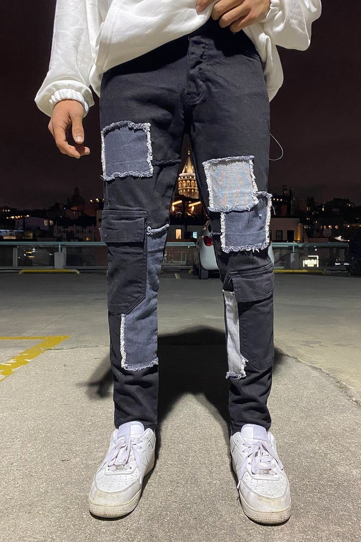 KARGO CEPLİ YAMALI SKINNY FIT JEAN