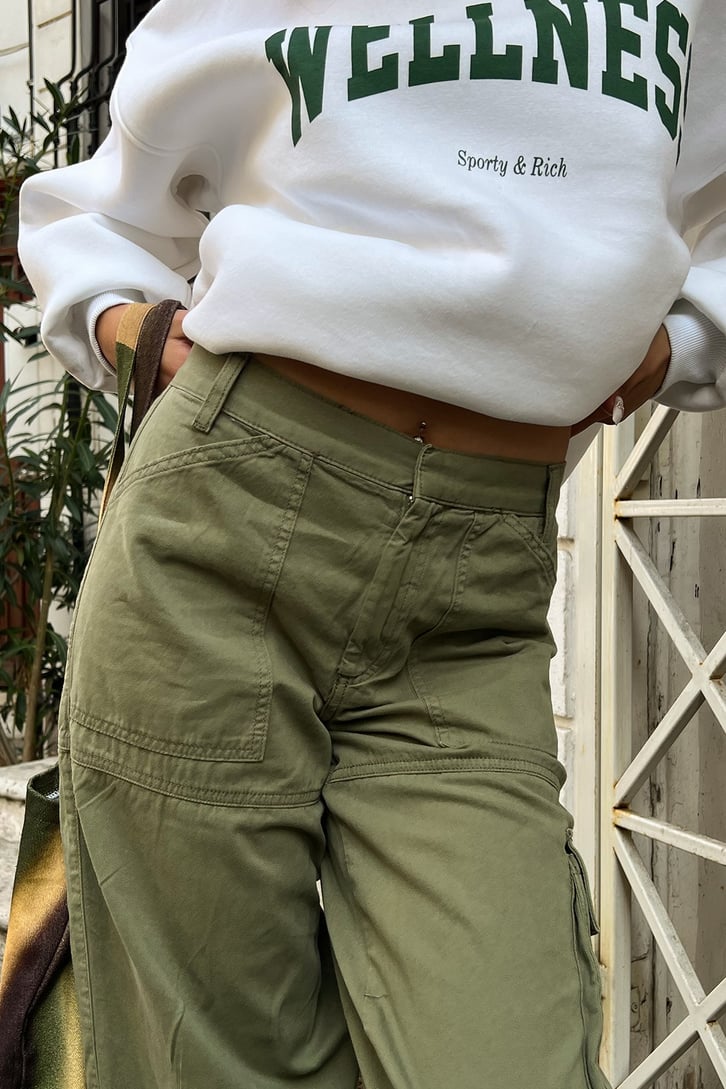 Kargo Cepli Yeşil Baggy Pantolon